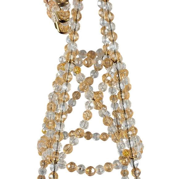 Vintage Beaded Windmill Sculpture Gold Amber Plastic Bead Handmade 13" Farmhouse - Picture 11 of 16